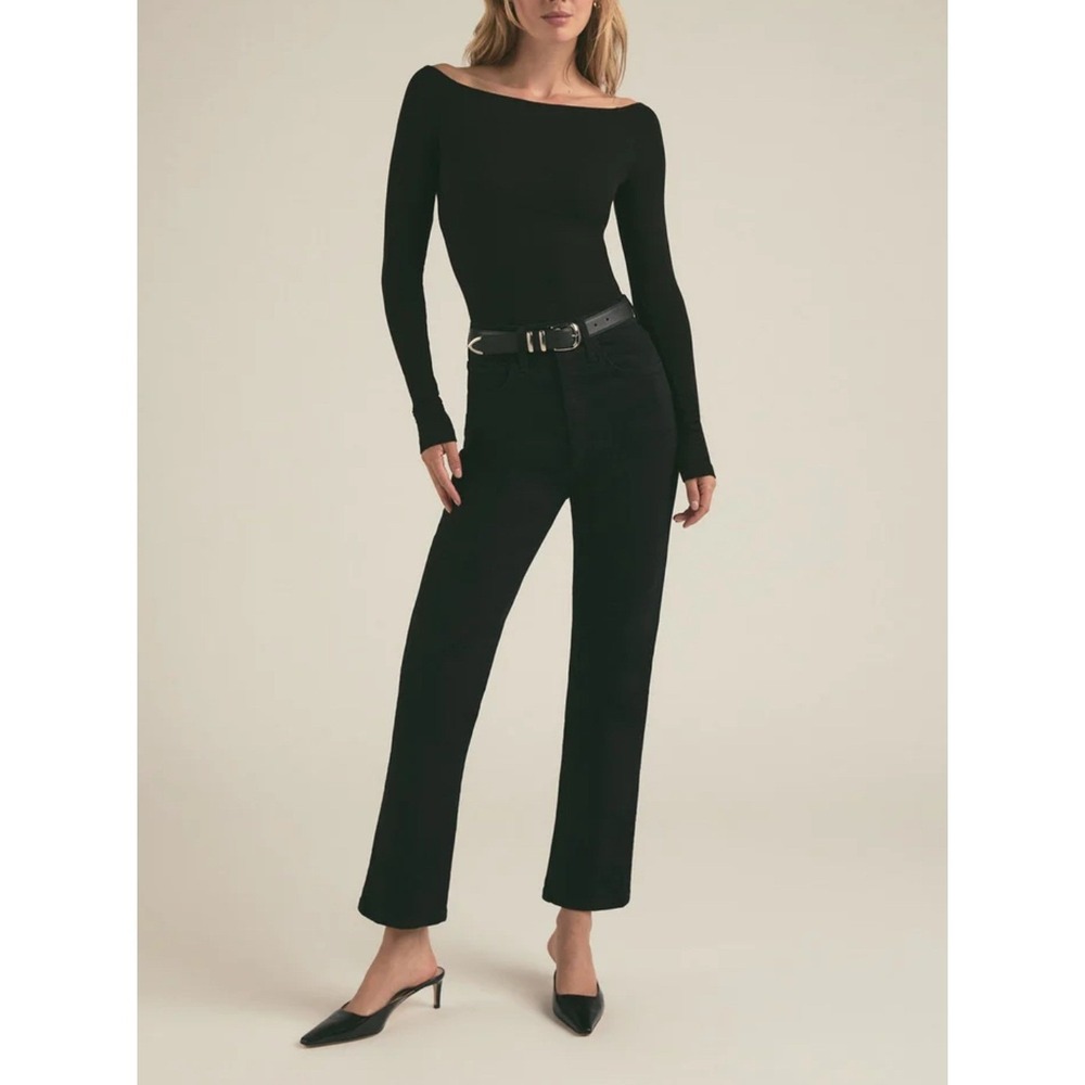 Favorite Daughter‎ The Valentina High Rise Straight Leg Jeans Basalt Black 29